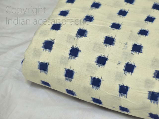 Blue Ikat Fabric Yardage Handloom Upholstery Fabric Cotton sold by yard Double Ikat Home Decor Bedcovers Tablecloth Draperies Cushion Covers