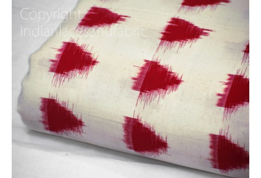 Red ikat fabric yardage handloom upholstery fabric cotton sold by yard double ikat home décor yarn dyed quilting draperies cushion covers summer dresses sewing crafting curtains making fabric