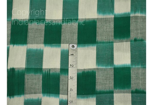 Green Ikat Fabric sold by the yard Handloom Upholstery Fabric Cotton Yardage Double Ikat Home Decor Bedcovers Tablecloth Draperies Cushions