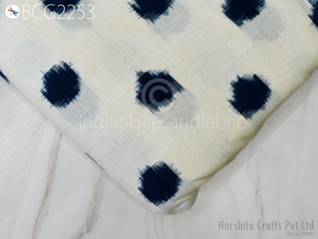 Navy Blue Ikat Fabric sold by the yard Handloom Upholstery Cotton Yardage Double Ikat Home Decor Bedcovers Tablecloth Draperies Cushions
