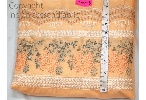 Indian Peach Embroidered Cotton Fabric by Yard Crafting Sewing Kids Women Summer Dress making Material Curtains Skirts Palazzo Pants Skirts Home Decor Cushion Cover