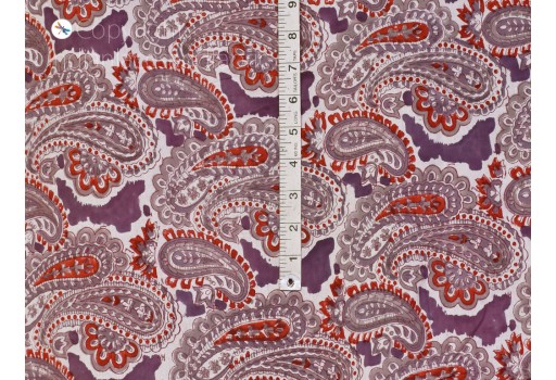 Indian paisley summer dresses for kids women block print soft cotton fabric by the yard hand stamped yardage sewing crafting curtain drapery cushion cover fabric