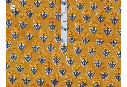 Indian hand block print cotton fabric yardage stamped soft summer dress for kids sewing crafting making maternity apparel nightgown quilting curtains cushion cover fabric