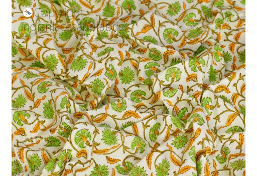 Indian hand block printed soft cotton fabric by the yard quilting dressmaking crafting sewing curtains summer women kids apparels boho gypsy home décor cushion cover fabric