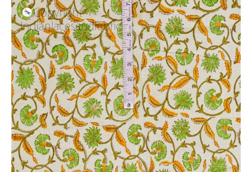 Indian hand block printed soft cotton fabric by the yard quilting dressmaking crafting sewing curtains summer women kids apparels boho gypsy home décor cushion cover fabric
