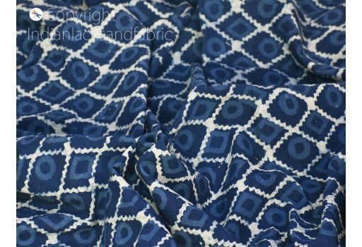 Indian block printed indigo blue quilting cotton fabric sold by yard sewing crafting curtains summer women girls dresses apparel table cloth clutches home décor fabric