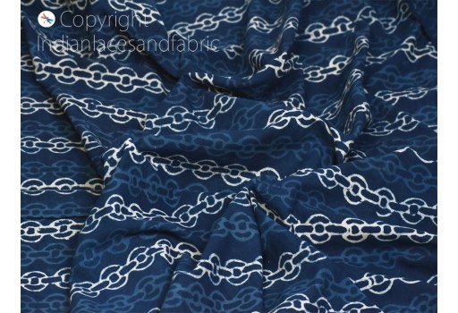 Indian hand printed quilting indigo blue cotton fabric sold by yard sewing crafting curtains summer women girls dresses apparel table cloth home décor fabric