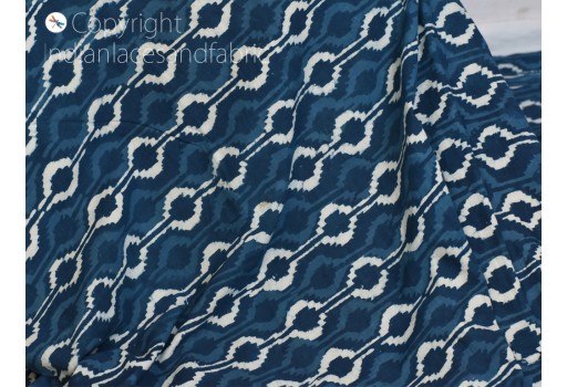 Hand printed quilting indigo blue Indian cotton fabric sold by yard sewing crafting curtains summer women girls dresses apparel table cloth cushion cover clutches fabric