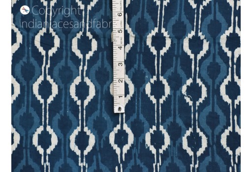 Hand printed quilting indigo blue Indian cotton fabric sold by yard sewing crafting curtains summer women girls dresses apparel table cloth cushion cover clutches fabric