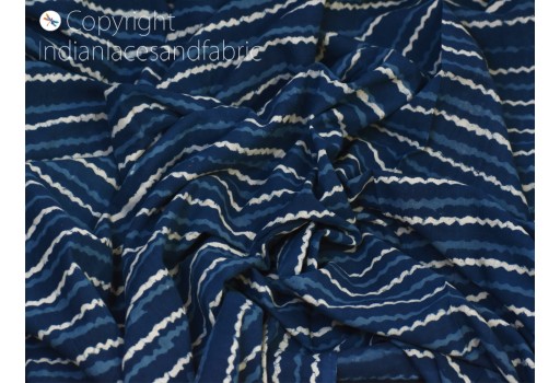 Hand printed quilting indigo blue cotton fabric sold by yard sewing crafting summer dresses apparel table cloth home décor fabric