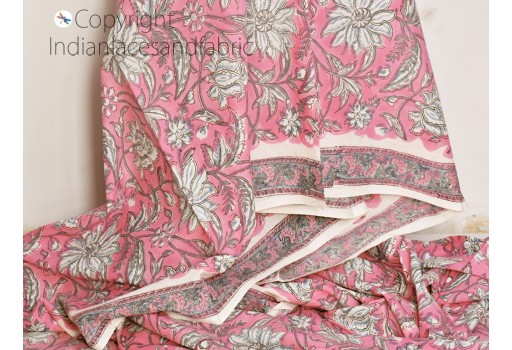 Indian Pink hand block printed sewing soft cotton fabric by the yard home furnishing quilting sewing crafting drapery apparel baby nursery summer dresses pillows cover Fabric