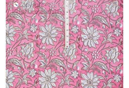 Indian Pink hand block printed sewing soft cotton fabric by the yard home furnishing quilting sewing crafting drapery apparel baby nursery summer dresses pillows cover Fabric