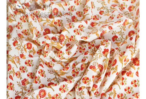 Indian red quilting hand block printed dressmaking soft cotton fabric by the yard sewing crafting curtains summer women kids apparels gypsy baby nursery cloths clutches fabric