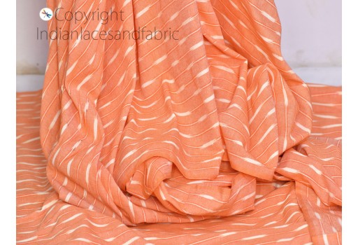 Indian peach ikat cotton fabric by yard Indian homespun handwoven cushion covers crafting summer women dress pajamas shorts sewing kitchen curtain table runner pillowcases fabric