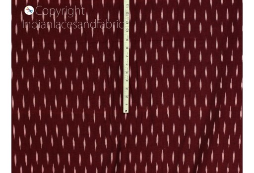 Indian burgundy home décor ikat cotton fabric yardage handloom fabric sold by yard summer dresses material yarn dyed remnant table runners kitchen curtains cushion cover fabric