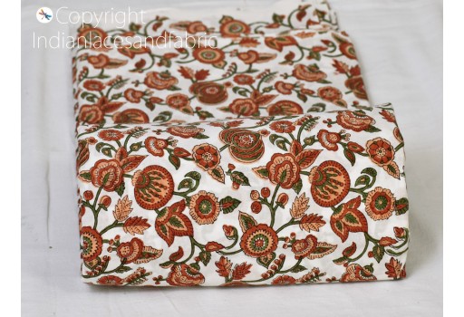 1.5 Meter Peach Indian hand block printed quilting cotton fabric sewing crafting pillowcase napkin summer women kids night dresses sofa cushion cover