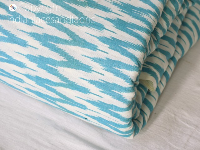Indian homespun sky blue ikat cotton fabric by the yard hand woven ikat yardage cushion covers summer dresses crafting sewing curtains clutches pillowcase sewing accessories fabric