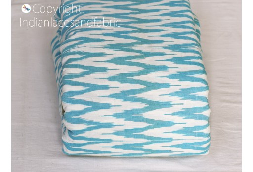 Indian homespun sky blue ikat cotton fabric by the yard hand woven ikat yardage cushion covers summer dresses crafting sewing curtains clutches pillowcase sewing accessories fabric