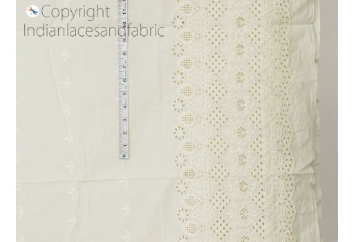 Indian embroidered dye able unbleached eyelet cotton fabric by the yard crafting sewing women summer dresses pillow covers drapery kitchen curtains clutches fabric