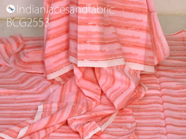 Indian cotton fabric peachy pink floral block print soft hand stamp yardage summer dresses kids sleepwear pajamas sewing accessories hair crafting quilting home décor curtains