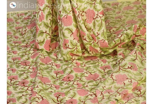 Indian floral block print soft fabric by the yard women summer dress sewing accessories hair crafting quilting curtain apparel nighties nursery décor boho costume handloom upholstery cotton