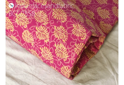 Indian magenta block printed soft fabric by yard home decor drapery curtain quilting hand stamped sewing accessories crafting women kids summer dresses sleepwear boho costume handloom cotton