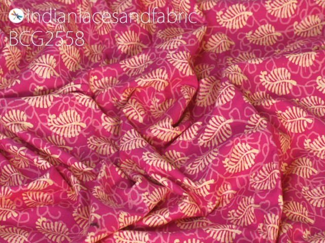 Indian magenta block printed soft fabric by yard home decor drapery curtain quilting hand stamped sewing accessories crafting women kids summer dresses sleepwear boho costume handloom cotton