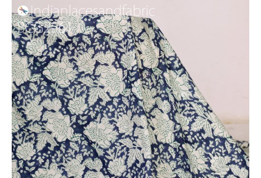 Floral block stamp print soft Indian cotton fabric yardage summer dress shorts kids sleepwear pajamas sewing craft kitchen curtains quilting clutches hair crafting baby nursery