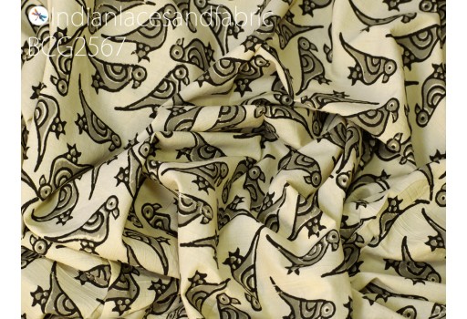 Indian bird bohemian block stamp print cotton fabric yardage pajamas sewing crafting quilting kitchen curtain summer dresses kids sleepwear clutches baby nursery boho costume