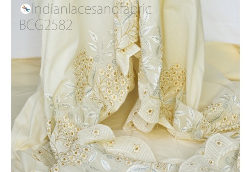 Indian dye able unbleached embroidered cotton fabric by the yard sewing ivory eyelet kids summer dresses beach wear kaftan crafting curtains skirts palazzo pants embroidery fabric