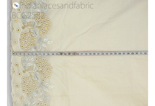 Indian dye able unbleached embroidered cotton fabric by the yard sewing ivory eyelet kids summer dresses beach wear kaftan crafting curtains skirts palazzo pants embroidery fabric