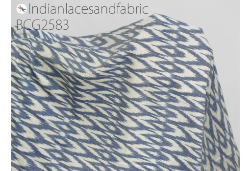 Ivory blue Ikat fabric yardage handloom sewing cotton sold by yard hair crafting home décor furnishing bedcovers tablecloth drapery pillowcases cushion cover curtains soft fabric