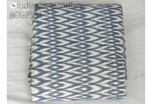 Ivory blue Ikat fabric yardage handloom sewing cotton sold by yard hair crafting home décor furnishing bedcovers tablecloth drapery pillowcases cushion cover curtains soft fabric