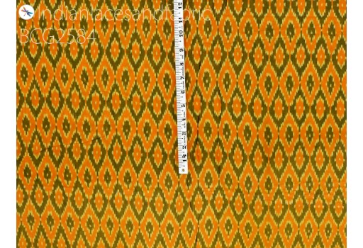 Indian homespun orange Ikat cotton fabric by yard handloom quilting sewing crafting women kids summer dresses cushions home decor draperies table runner pillowcases furnishing soft fabric
