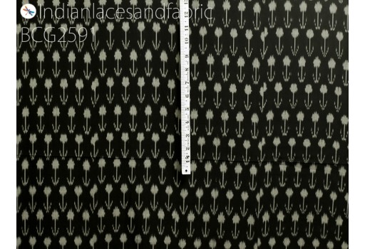 Indian black Ikat cotton fabric by the yard homespun quilting sewing hair crafting women kids summer dress cushion covers home decor drapery table runner handloom fabric