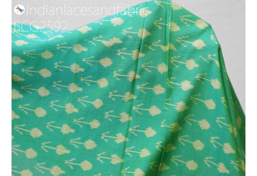 Iridescent Indian green Ikat fabric handloom cotton sold by yard home decor tablecloth draperies cushions pillow covers summer dresses material quilting kids crafting sewing fabric