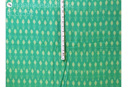 Iridescent Indian green Ikat fabric handloom cotton sold by yard home decor tablecloth draperies cushions pillow covers summer dresses material quilting kids crafting sewing fabric
