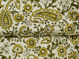 Indian beige quilting cotton fabric by the yard floral hand block printed fabric summer dresses shirt making sewing accessories quilting drapery apparel craft supplies clothing fabric