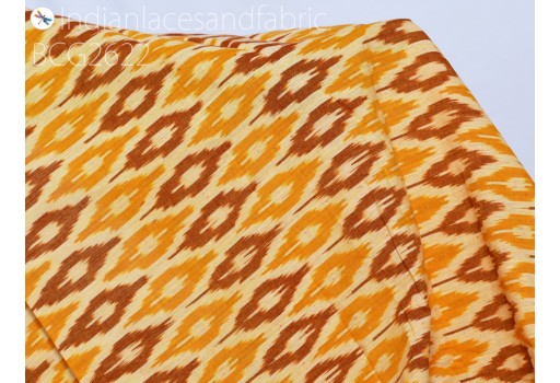 Indian Yellow Ikat Cotton fabric Sold By Yard Handwoven Yarn Dyed Kids Summer Dress Handloom Home Furnishing Cushion Covers Curtain Pillows Apparel Table Runner Fabric