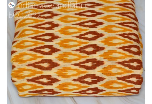 Indian Yellow Ikat Cotton fabric Sold By Yard Handwoven Yarn Dyed Kids Summer Dress Handloom Home Furnishing Cushion Covers Curtain Pillows Apparel Table Runner Fabric