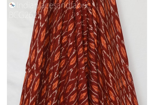 Maroon Indian Ikat Cotton Fabric Yardage Handloom Fabric sold by yard Summer Dresses Material Home Decor Yarn Dyed Remnant Table Runners Furnishing Curtains Fabric