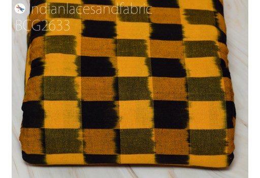 Indian Yellow Ikat Fabric Yardage Handloom Fabric Cotton sold by yard Double Ikat Home Furnishing Bedcovers Tablecloth Draperies Pillowcases Curtains Wall Décor Fabric