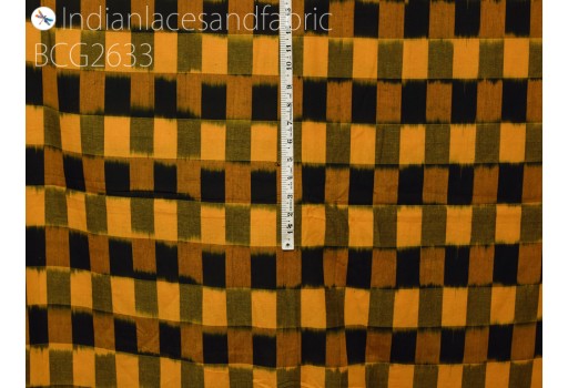 Indian Yellow Ikat Fabric Yardage Handloom Fabric Cotton sold by yard Double Ikat Home Furnishing Bedcovers Tablecloth Draperies Pillowcases Curtains Wall Décor Fabric