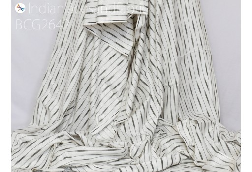 White Ikat Cotton Fabric by yard Homespun Handloom Cushions DIY Crafting Women Summer Dress Pajamas Shorts Sewing Indian Kitchen Curtains Home Furnishing