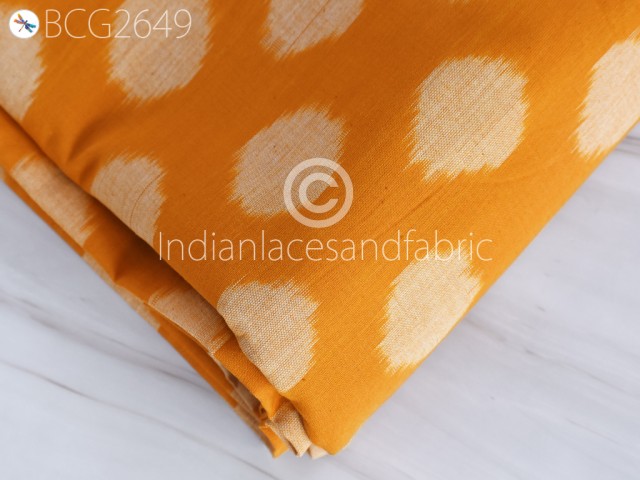 Indian Yellow Handloom Ikat Cotton Fabric by yard Homespun Upholstery Quilting Sewing Accessories Crafting Summer Dresses Cushion Pillowcases ikat Fabric