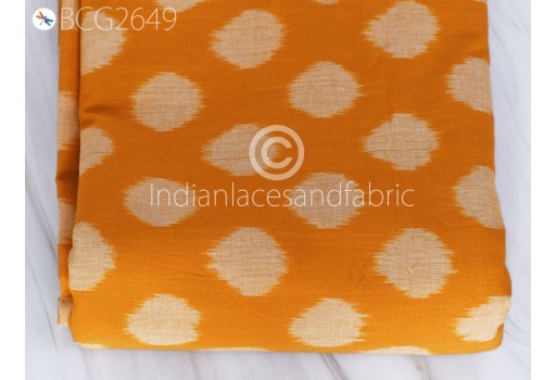 Indian Yellow Handloom Ikat Cotton Fabric by yard Homespun Upholstery Quilting Sewing Accessories Crafting Summer Dresses Cushion Pillowcases ikat Fabric