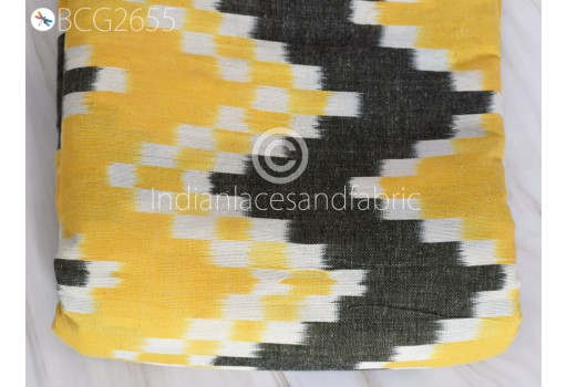 Yellow Ikat Cotton Fabric Yardage Handloom Fabric sold by yard Indian Summer Dresses Material Home Decor Yarn Dyed Remnant Quilting Table Runners Curtains Fabric