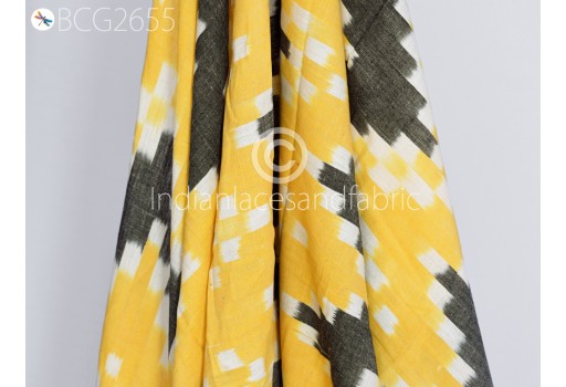 Yellow Ikat Cotton Fabric Yardage Handloom Fabric sold by yard Indian Summer Dresses Material Home Decor Yarn Dyed Remnant Quilting Table Runners Curtains Fabric