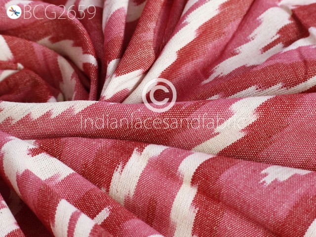 Red Ikat Fabric Yardage Handloom Upholstery Fabric Cotton sold by yard Double Ikat Home Decor Furnishing Bedcovers Tablecloth Draperies Cushion Covers Curtains Fabric