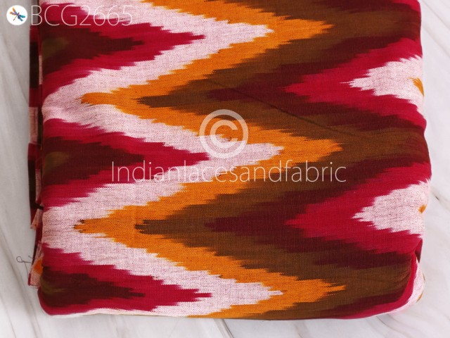 Indian Brown Ikat Fabric Yardage Handloom Upholstery Cotton sold by yard Double Ikat Home Decor Bedcovers Tablecloth Draperies Cushions Cover Tote Bags Fabric
